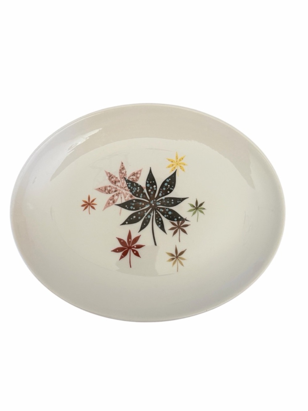 MCM VTG Peter Terris Shanango Calico Leaves Floral Ceramic oval serving Platter